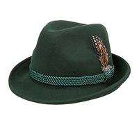 Lipodo Tyrolean Felt Hat Feather Cord Braid Summer Winter Dark Green