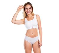 LIPOELASTIC PI Super Variant - Cotton Seamless Cups, Front Adjustable Hook and Eye Fastening, Fully Opening Adjustable Straps (M, White)