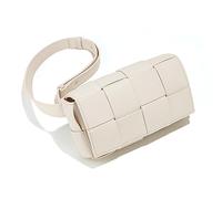 LIPOSEM Mini Women's Weave Pack Convertible Crossbody,Cassette-Style Crossbody Waist Packs with Adjustable Belt (Black), Beige, One Size