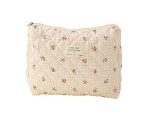 LIPOSEM Stylish Zipper Makeup Bag Large Capacity Travel Toiletry Organizer with Floral Pattern