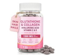Liposomal Glutathione Supplement with Collagen, Hyaluronic Acid, Vitamin C & E, Antioxidant & Skin Wellness, Plant Based Skin, Hair & Nail Support - 120 Count