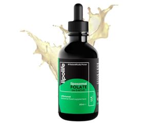 Liposomal Liquid folate (as 5-MTHF, The Active Form of folic Acid.) Advanced Nutrient delivery System, Made in The UK by lipolife. 60ml = 60 Servings. 500mcg of folate per 1ml. LLF1