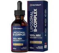 Liposomal Vitamin B Complex Liquid Drops | 60 mL | Fast Absorption | with All 8 B Vitamins (B1, B2, Niacin, Pantothenic Acid, B6, Folic Acid, B12 Methylcobalamin & Biotin) | Vegan | by Horbaach