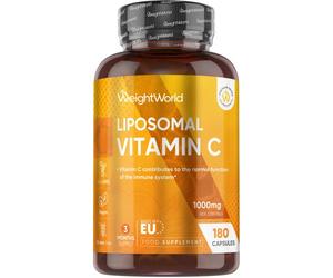 Liposomal Vitamin C - 1000mg. 180 Capsules - Max Absorption - Vegan Health Supplement - Supports Optimal Immune Function