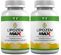 Lipozem Max Vegan Food Supplement, 60 Capsules, Keto Support, Boost Energy, Weight Support, Gluten Free (Pack of 2)