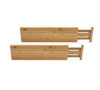 Lipper International 8897 Bamboo Wood Custom Fit Adjustable Deep Kitchen Drawer Dividers, Set of 2