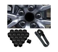 LIPPSY Car Wheel Nut Covers Caps for Peugeot 3008 208 308 508, 20pieces Wheel Bolt Nut Cap Tyre Hub Set with Removal Tool Set Dust Proof Protector Accessories,17mm-A/Black