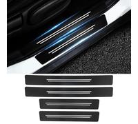 LIPPSYYDS 4 Pcs Car Door Sill Protector for Hyundai INSTER 2024 2025, Threshold Scuff Guard Kick Plate Welcome Pedal Anti-Scratch Carbon Fiber Sticker,C/White