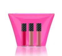 Lips Don't Lie Matte + Transfer-proof Three Liquid Lipsticks with FREE Neon Pouch | Intense Color Payoff | Lightweight & Comfortable | 12 Hrs Long Stay | Pretty in Pink & Nude Spice | 12 ml