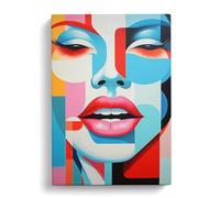 Lips Mouth Constructivism Art Canvas Print for Living Room Bedroom Home Office Décor, Wall Art Picture Ready to Hang, 30x20 Inch (76x50 cm)