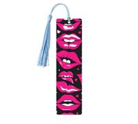 Lips Print Wooden Bookmarks Book Markers for Book Lovers Writers Readers Unique Cool 5 Pieces