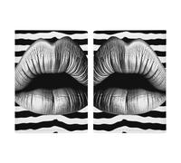 Lips Printed In Black And White Stripes Passport Holder Passport Wallet PU Leather Passports Protective Cover Slim Travel Accessories