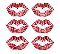 Lips Rhinestone Iron on Applique Kiss Lip Crystal Transfer Stickers Red Bling Diamond Patch Crystal Beaded Decals for T-Shirt Clothing Jacket Hat Bag Valentines DIY Decor Craft (Red,6)