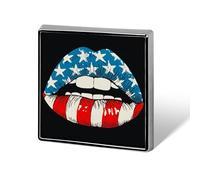 Lips with An American Flag Pattern Unisex Brooches & Pins Square Lightweight Lapel Badge Jewelry for Clothing Shawl Hat