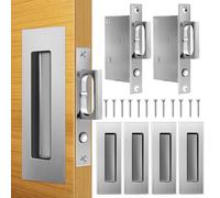 Lipshome Pocket Door Hardware - Pocket Door Pull, Recessed Flush Finger Pulls, Heavy-Duty Sliding Edge Pull with Pop-Out Ring, Suitable for Solid Wood Doors, Pocket Door Edge Handles (Silver 2pcs)