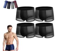 Lipski Bamboo Fiber Boxer Briefs, 4PCS Bamboo Fibre Boxer Shorts, Nylon Breathable Underwear- For All-Day Comfort (XL,Black)