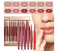 Lipstick and Lip Liner Combo - 2 in 1 Lipstick for Women Lip Liner Set - Waterproof Makeup Stain Kit for Dating Travel Outdoor Shopping Trip Vacation