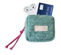 Lipstick Bag, Women's Square Cosmetic Bag, Square Checkered Zipper Pouch Coin Purse Makeup Earphone Bag Coin Purse for Women