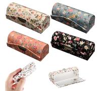 Lipstick Case 4Pcs Different Color Floral Lipstick Holder with Mirror Elegant Small Organizer Protable Travel Makeup Bag Fashionable Cosmetic Bag for Women & Girl.