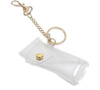 Lipstick Case - Clear Lip Balm Holder | Lipstick Keychain Rest | Chapstiick Pouch Charm Ring | Transparent PVC Portable Miini Lipglose Support | Women Fashion Cosmetic Tint Organizer Gel Stick C