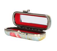 Lipstick Case Holder,Lipstick Case Vintage Embroidery Pattern Portable Lipstick Case Holder with Mirror