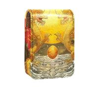 Lipstick Case,Leather Lip Gloss Lipstick Organizer with Mirror,Mini Lipstick Holder Bag,Double Dragon