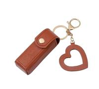 Lipstick Case - Leather Lipstick Case, Small Cosmetic Bag | Elegant Portable PU Leather Lipstick Case with Heart Pendant for New Year, Anniversary, C, Coffee, Fare riferimento alla descrizione, Please