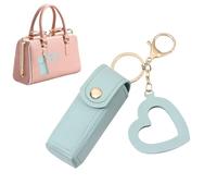 Lipstick Case Mini - 10cm Portable Cosmetic Bag, PU Leather Holder, Stylish Small Pouch with Heart Charm | Lip Gloss Perfume Nail Polish Travel Makeup Organizer for Women Girls Teens