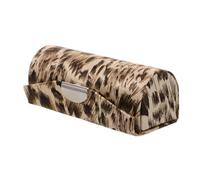 Lipstick Case Silk Box Single Slot with Mirror, Leopard Print | Satin-feel Fabric, Metal Snap Button, Padded Interior, for Lip Gloss and Lip Balm on Vanity Table