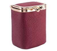 Lipstick Case With Mirror, Retro Kiss Lock Bag - Premium Top Layer Cowhide Makeup Organizer For On-the-go Wine Red