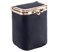 Lipstick Case with Mirror, Retro Kiss Lock Bag, Soft Top Layer Cowhide Lipstick Case with Mirror for Women, Black