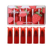Lipstick Collection, Cute Strawberry-shaped Shine Lip Balm, Pack of 6, Lipstick Set - For Daily Use in the Office at Evening Parties with Family and Friends as well as for Beauty Enthusiasts