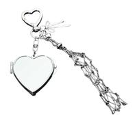 Lipstick Holder Keychain, 2-in-1 Chic Lip Balm Ring with Mirror Small Bling Crystal Lipsticks Storage Bag Key Chain, Heart