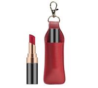 Lipstick Holder Keychain, Leather Lip Balm Pouch Keyring, 4.92x1.77 Inch Compact Chap Sticks Case with Secure Design, Portable Cosmetic Accessory, Stylish Storage Holder, Daily Use for Travel