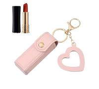 Lipstick Holder Keyring - Lipstick Storage Holders | Lipstick Organiser Cosmetic Bags with | Portable PU Leather Stylish Small Lipstick Case with Love Pendant for Lipstick Lip Gloss Perfu