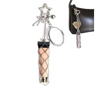 Lipstick Holder Stainless, Chic Lip Gloss Holder with Mirror, 2-in-1 Lipstick Holders for Purse, Bling Lipsticks Storage Bag Keychain Lipgloss, Portable Key Chain (B)