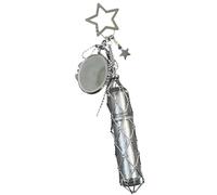 Lipstick Holder Stainless, Chic Lip Gloss Holder with Mirror 2-in-1 Lipstick Holders for Purse Small Bling Crystal Lipsticks Storage Bag Key Chain(Starts)