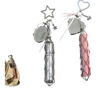 Lipstick Holder Stainless, Mini Chic Lip Gloss Holder with Mirror, Portable Stainless Steel Mesh Bag Keychain Pendant, Fashion-Forward & Functional Design for Bag (A+B)