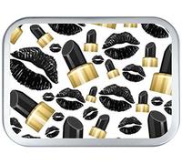LIPSTICK & KISSES TOBACCO TIN 2oz SILVER HINGED TOBACCO TIN,150 ML PILL BOX,BACCY STORAGE TIN