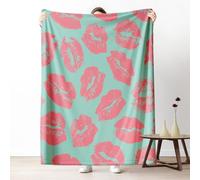 Lipstick Lips Blanket 30x40 Inch, Modern Stylish Romantic Fleece Throw Blanket for Couch Bed, Kiss Lips Print Soft Blankets Cozy Lightweight Flannel Small Blankets Warm for All Season