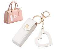 Lipstick Organizer - Travel Makeup Cases | Portable Lipstick Case, Small Elegant PU Leather Lipstick Case with Heart Shaped Pendant for New Year, White., 1 unité (Lot de 1), Refer to description