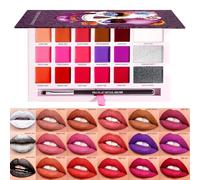 Lipstick Palette For Women - 18-Color Lipstick Waterproof Moisturizing | 25g Lip Color Palette With Brush | Face Paint Costume | Glitter Matte Red Nude Pallet For Halloween Makeup