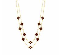 Lipsy Gold & Burgundy Clover Double Row Necklace