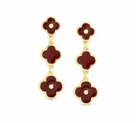 Lipsy Gold & Burgundy Clover Triple Drop Earrings