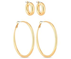 Lipsy Gold Colour Hoop Earrings Set of 2