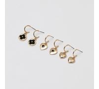 Lipsy Gold Jet Heart & Clover Huggie Charm Earrings Set