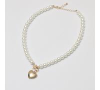 Lipsy Gold Pearl Heart Pendant Necklace