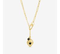 Lipsy Gold Tone & Jet Heart Charm Necklace