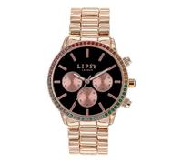 Lipsy Rose Gold Bracelet Ladies Watch With Black Dial Rose