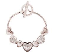 Lipsy Rose Gold Coloured Crystal Heart Charm Bracelet